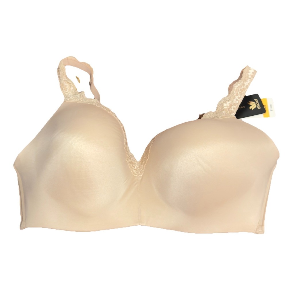 Wacoal Women's Awareness Wire Free Bra Beige Lace Trim 856301 NWT 38DD